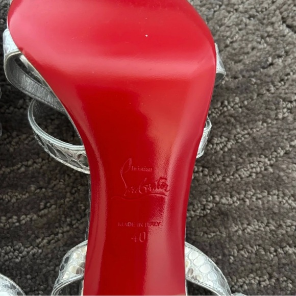 Christian Louboutin Silver Strappy Heels - Picture 11 of 12